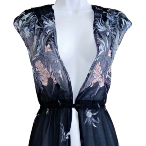 Vintage Carnaby Street London 1970s Irvine Sellars‎ Sheer Duster Robe Kimono - Picture 2 of 11